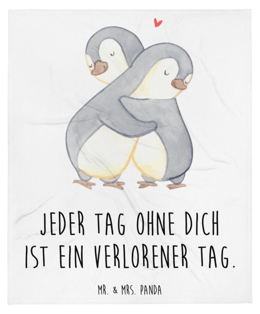 Mr. & Mrs. Panda Wohndecke Pinguine Kuscheln - Weiß - Geschenk, Tagesdecke, für Frauen, Freundin, Valentinstag, Sofadecke, Mitbringsel, Bettüber...