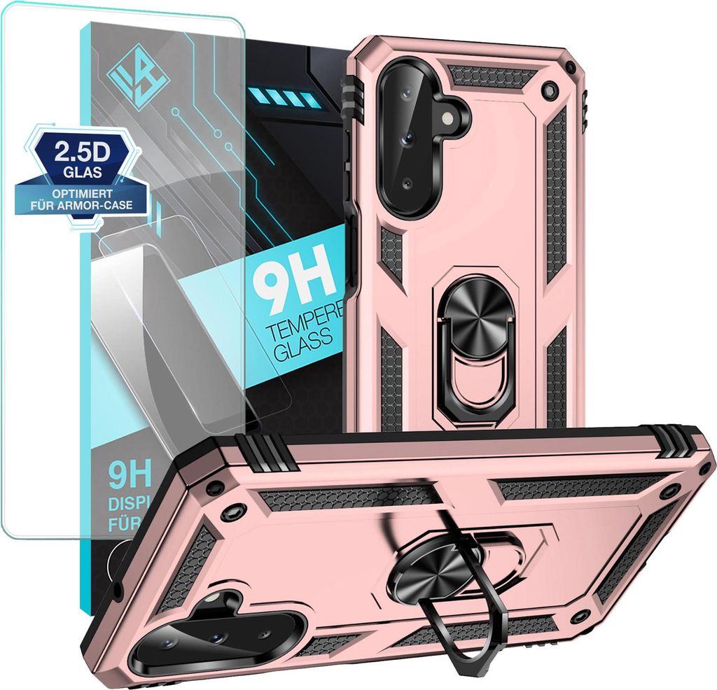 Armor Outdoor Handyhülle für Samsung Galaxy A17 / A17 5G Handy Panzer Case Schutzhülle mit 9H Displayglas Displayschutz Farbe: Rosegold
