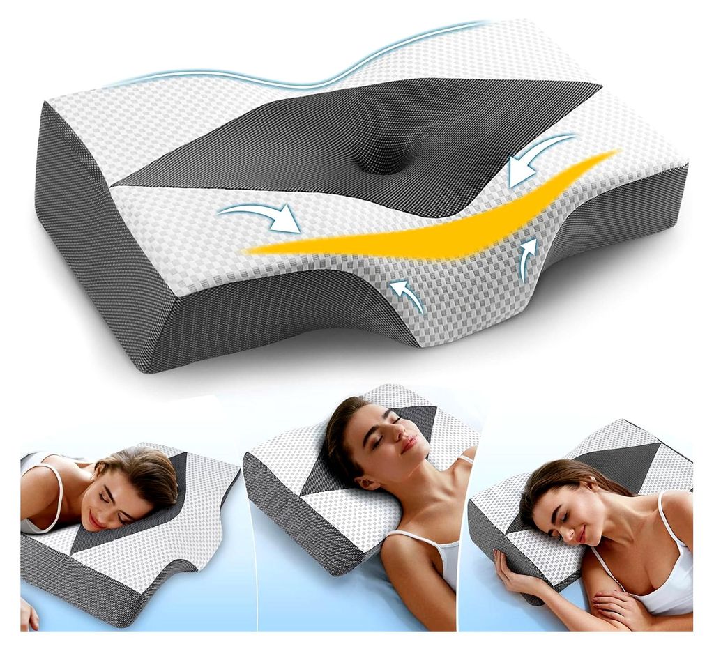 Memory-Foam-Kissen zur Linderung von Nacken- und Schulterschmerzen, orthopädisches Nackenstützkissen für den Schlaf, verstellbares ergonomisches...