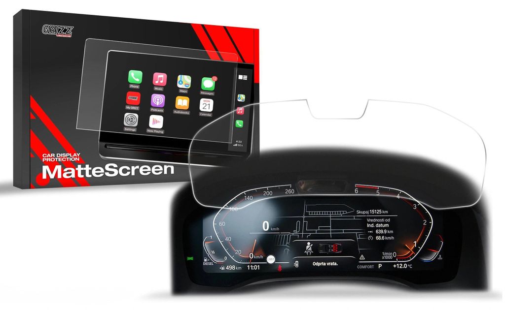 Matte Autodisplayfolie für BMW 3 G20 Live Cockpit Sensor 12,3" (2018-2023), Grizz Protector