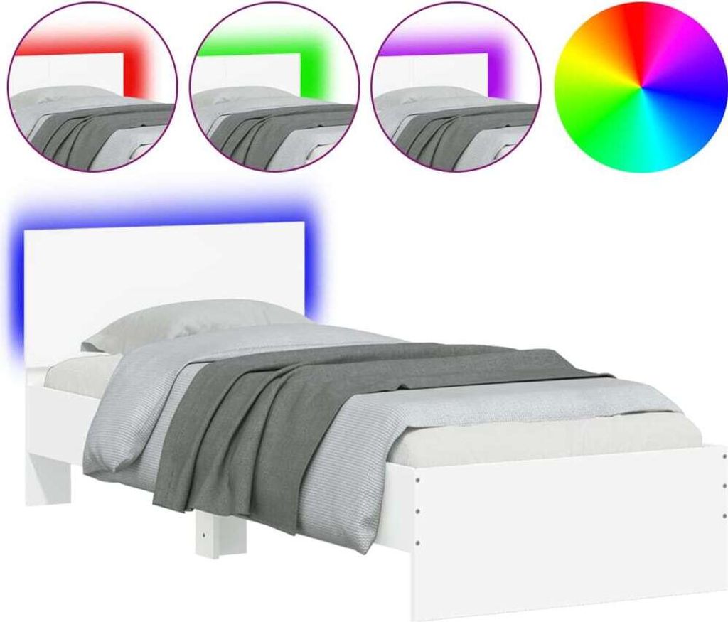 vidaXL Struttura letto con testiera e luci LED bianche Immagine del prodotto 