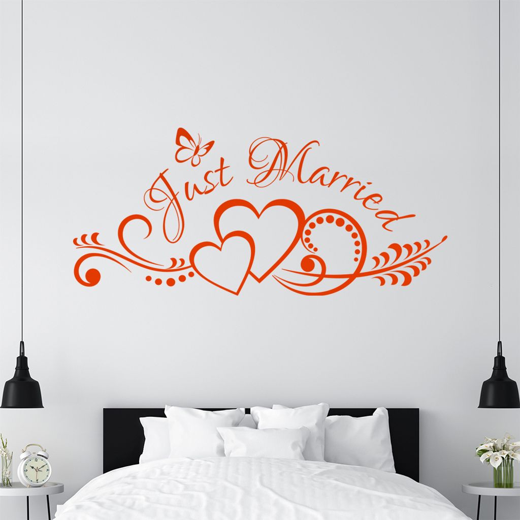 KIWISTAR Just Married - verheiratet Wandtattoo in 6 Größen - Wandaufkleber Wall Sticker - Dekoration, Küche, Wohnzimmer, Schlafzimmer, Badezimmer