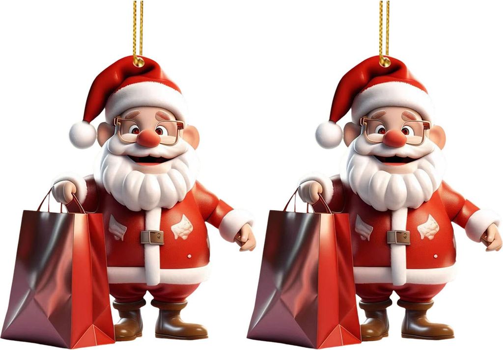 Weihnachtsmann-Dekoration, 2D-Acryl-Hängeornament, Cartoon-Weihnachtsmann, Weihnachtsbaum-Dekoration für Kaminsims, Wand, Fensterdekoration