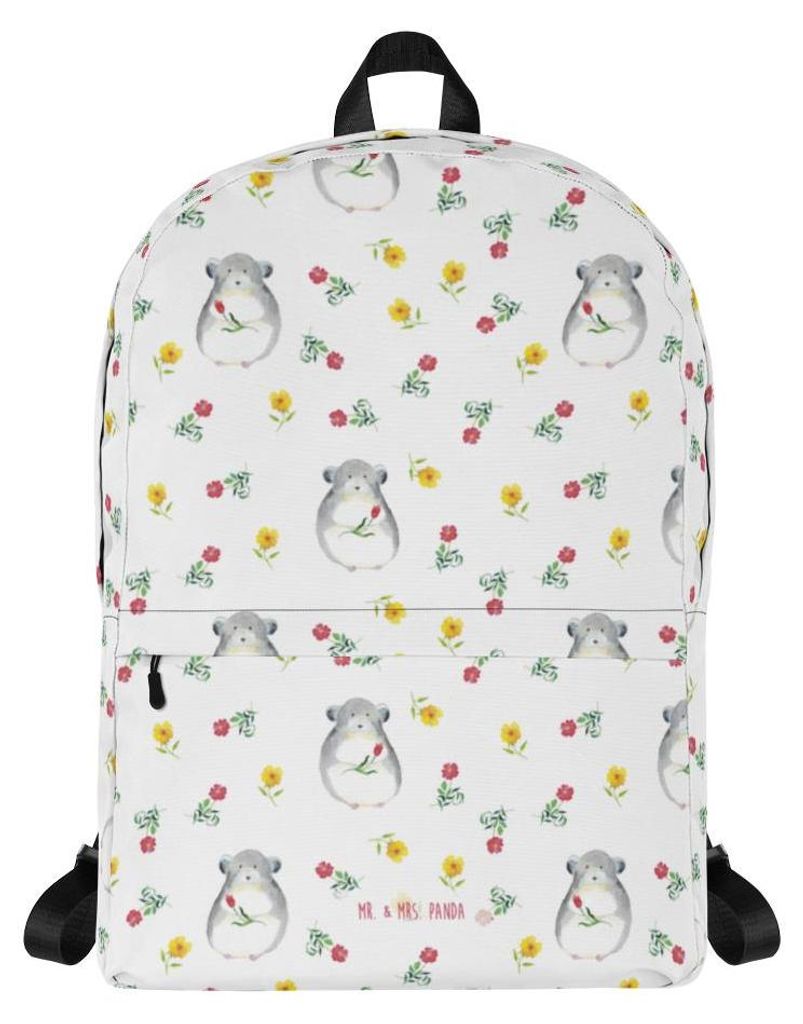 Mr. & Mrs. Panda Rucksack Chinchilla Blume - Weiß - Geschenk, Glücklichsein, Laptoprucksack, Schulrucksack, Chinchillas, Büroalltag, Büro, Busi...