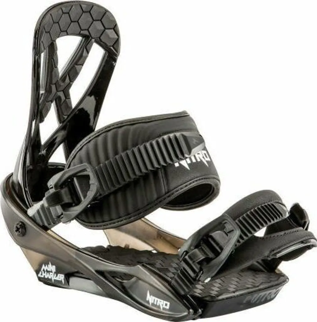 Fixations Snowboard Junior Nitro Mini Charger 23 S Noires pour la Piste