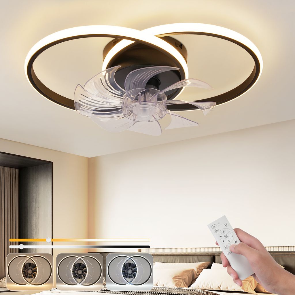 ZMH LED Deckenventilator Mit Beleuchtung 36W Schwarz Leise Produktbild 