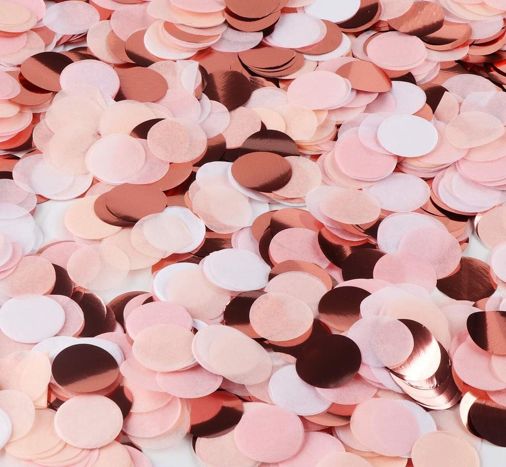 ABSOFINE 100g Konfetti Roségold mehrfarbig, Konfetti deko 2,5cm Rund 8000 Stück Seidenpapier Konfetti Papier, Konfetti Hochzeit für Hochzeit, Ge...