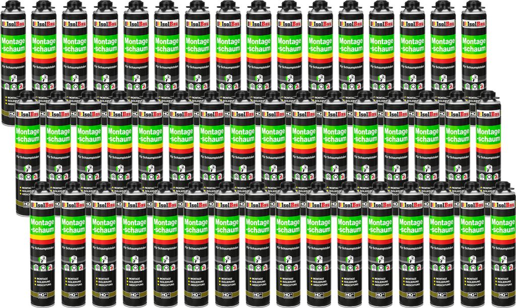 Isolbau - Bauschaum Montageschaum 48 x 750 ml PolyurethanSchaum 1K Pistolenschaum Zargenschaum - Isolierung Abdichtung für Innen und Außen