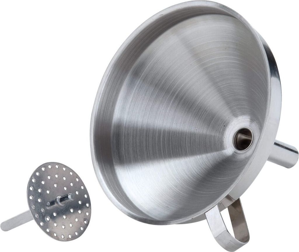 Fackelmann Trichter Ø 14 cm, Einfülltrichter für Flaschen und Gläser mit Siebeinsatz (Farbe: Silber)