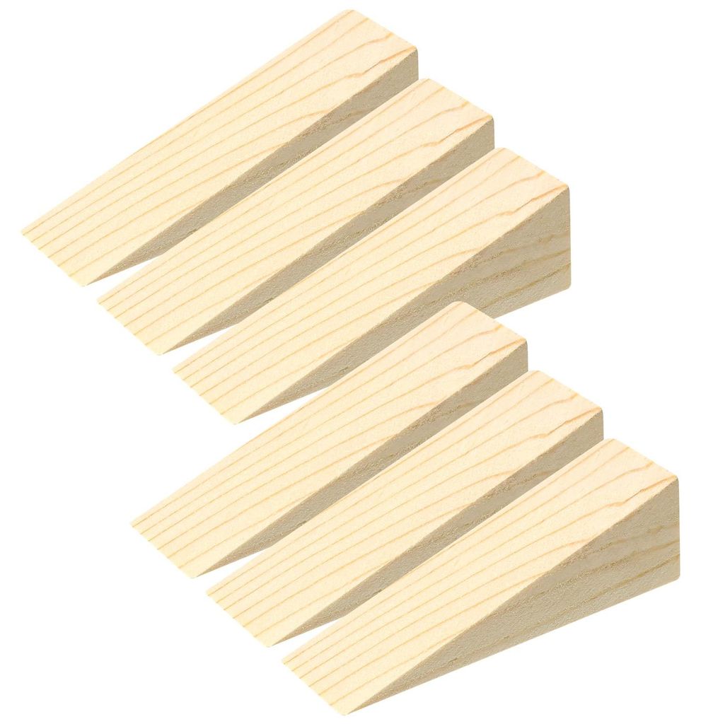 Holzkeile, 6 Stück, Türkeile, Türstopper, Türkeile aus Holz, feste Türstopper, Bodenkeile für Möbel, Holzkeile, Keile, rutschfeste Keile fü...