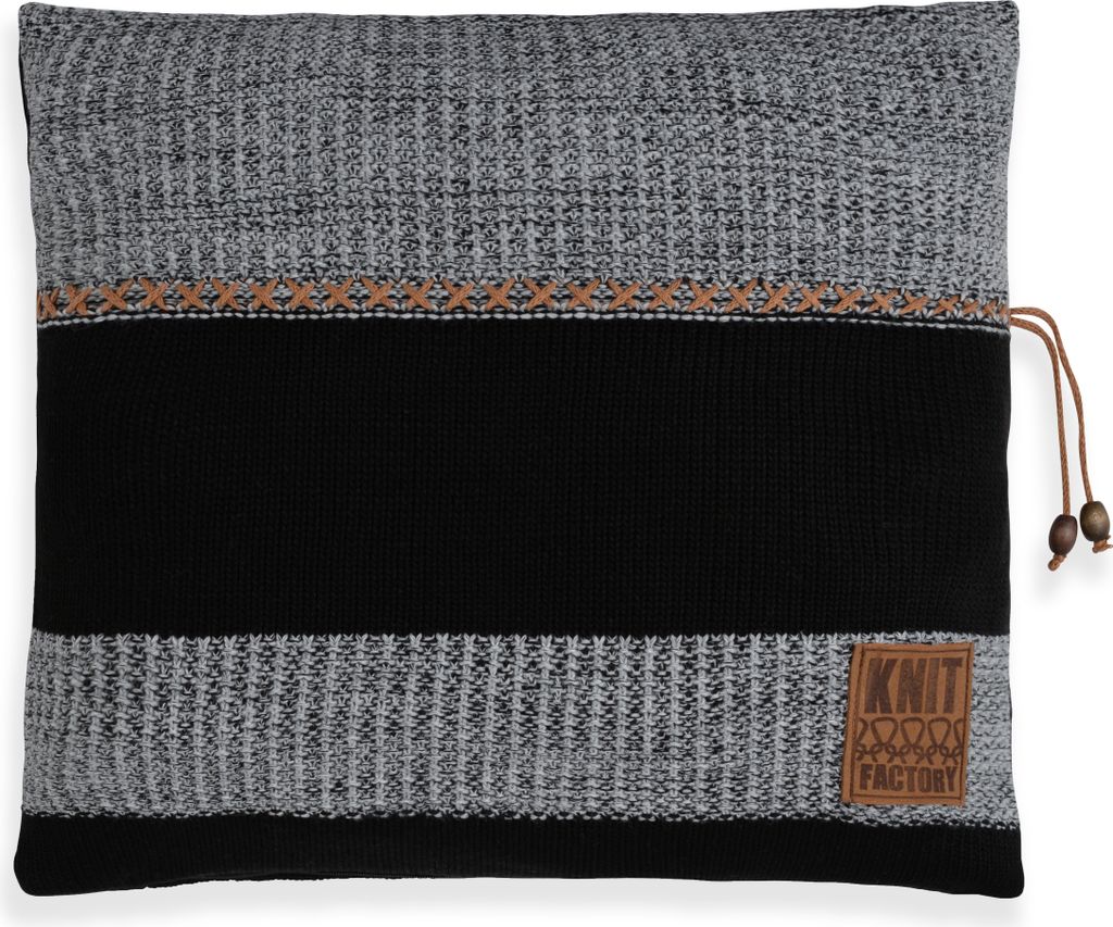 Knit Factory Roxx Kissen - Schwarz/Grau - 50x50 cm