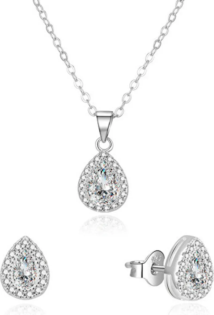 Parure Sposa AGSET188R: Collana e Orecchini con Cristalli Scintillanti