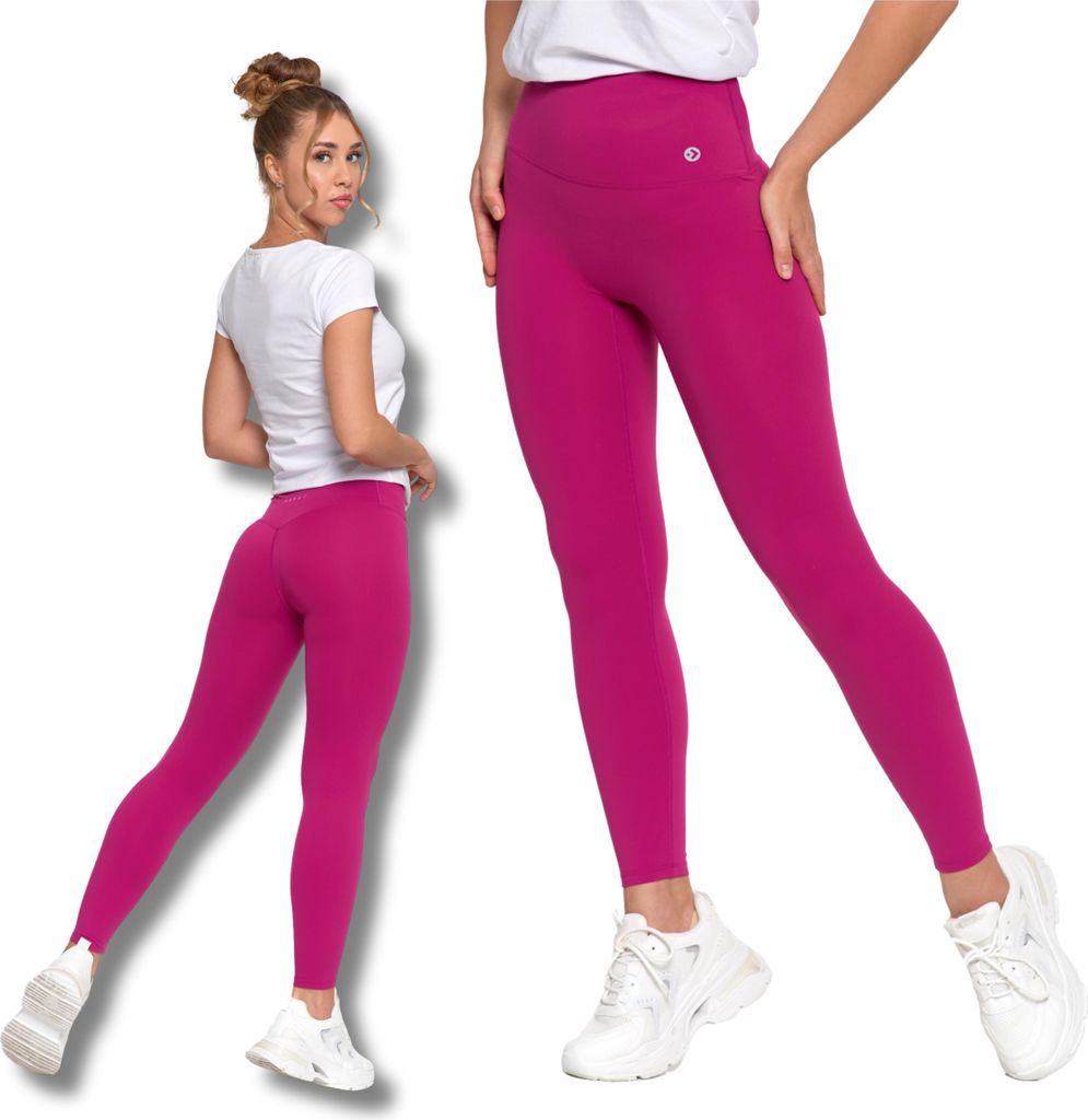 Damen-Sport-Leggings High-Rise Glatt Und Blickdicht Formend Moraj S