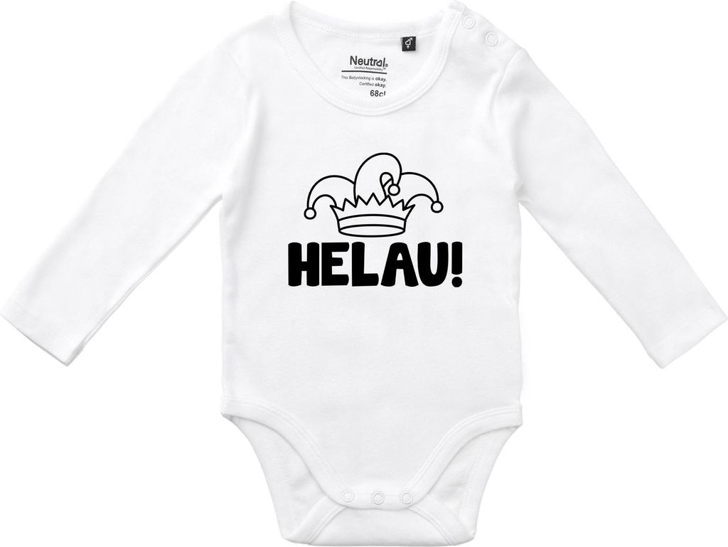 Huuraa Baby Body Helau Narrenkappe 62 White Baumwolle Fairtrade Langarmbody Geschenkidee
