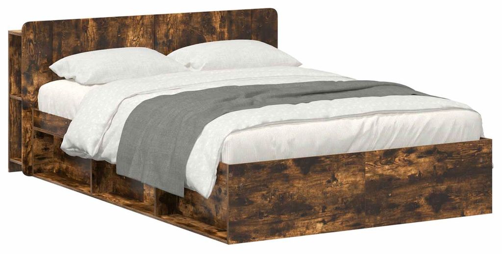 vidaXL Bettgestell mit Stauraum Geräucherte Eiche 140 x 190 cm