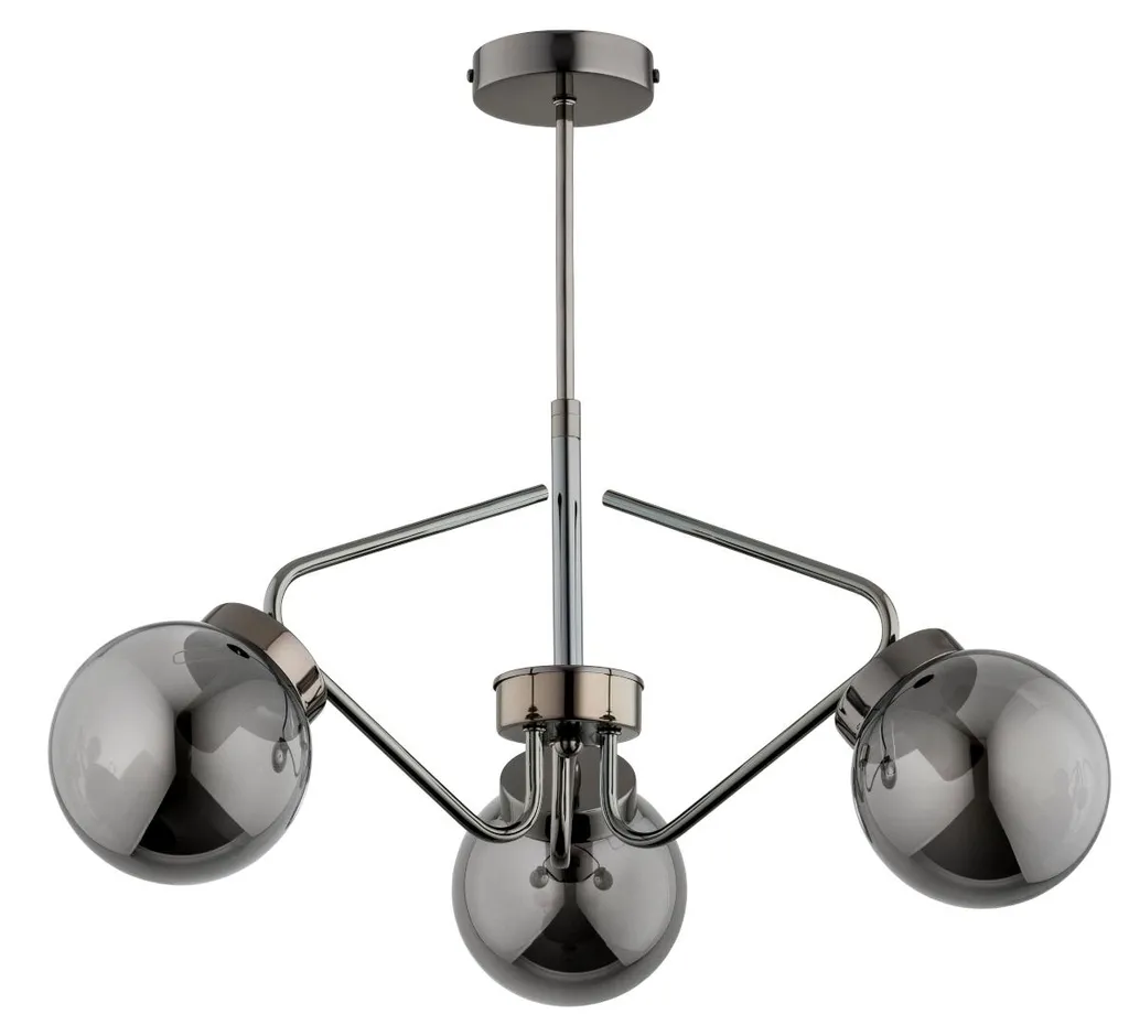 Suspension Design 3 Lampes BARSUM - Finition Chrome et Verre 48 cm Alfa