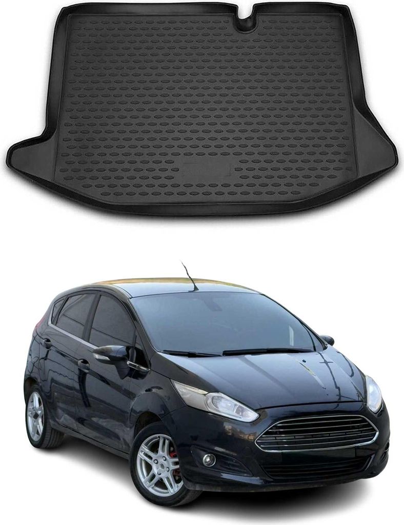 Kofferraummatte Kofferraumwanne für Ford Fiesta 2008-2019 Gummi TPE Schwarz