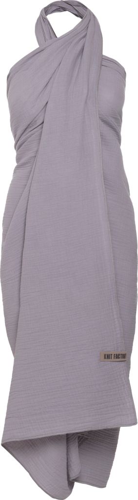 Knit Factory Liv Pareo - XL Musselintuch - Strandtuch - Grau - 180x130 cm