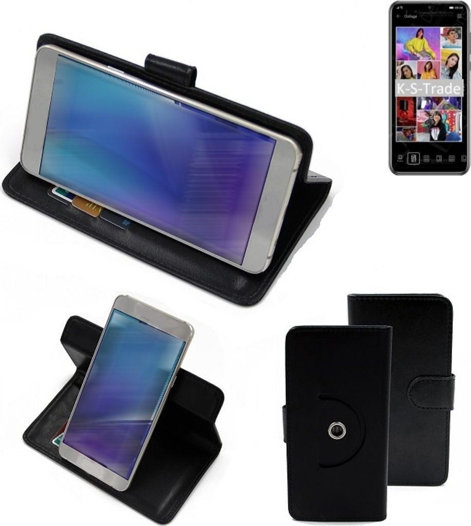 K-S-Trade Case Schutzhülle Handyhülle kompatibel mit Huawei Y8p Flipcase Smartphone Cover Handy Schutz Tasche Klapphülle Walletcase schwarz (1x)