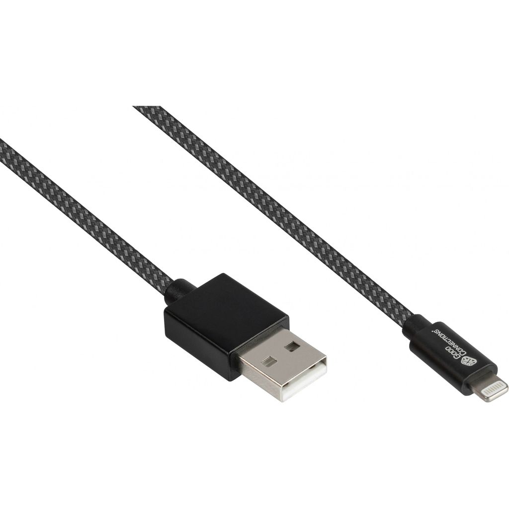 Good Connections USB2.0 Kabel A-Lightning MFI schw. 0,5m