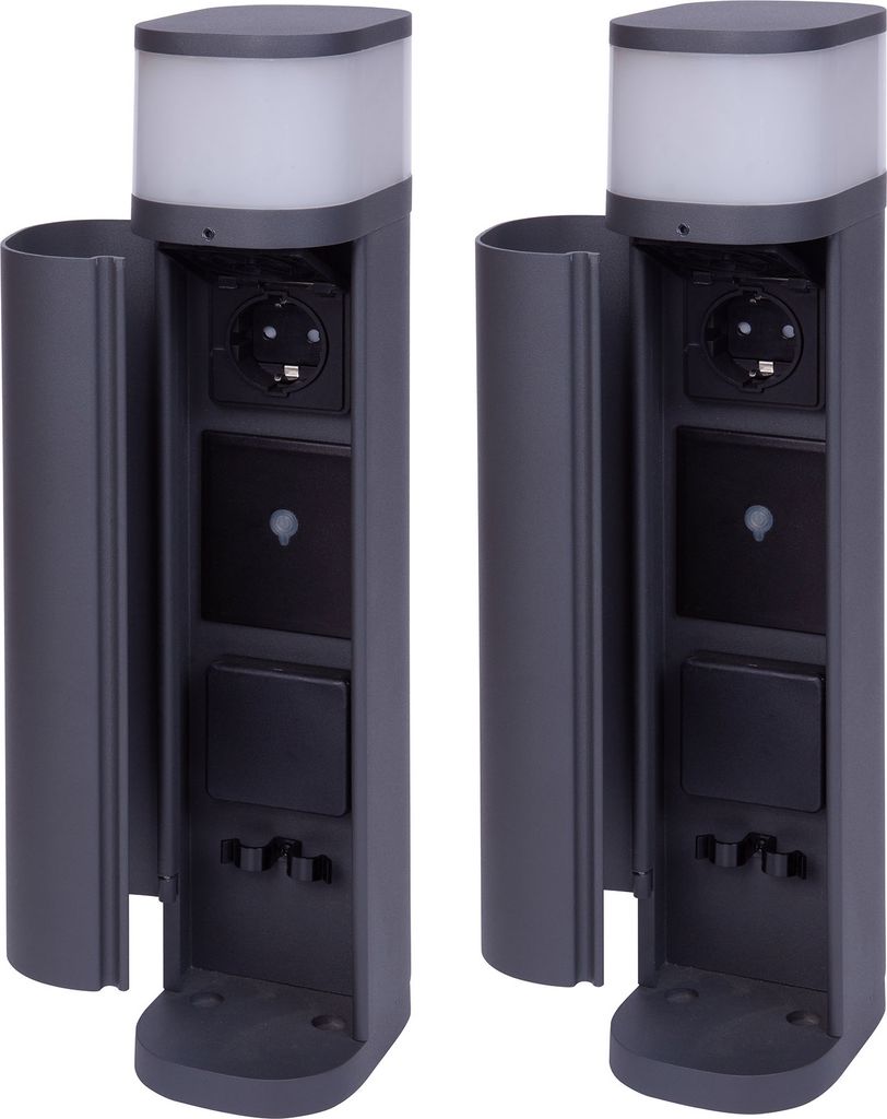 Novatool 2x Borne d'éclairage extérieur avec prise radio 2x Image du produit 