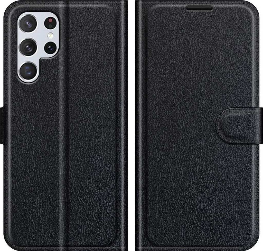 Mobigear Classic Samsung Galaxy S22 Ultra Hülle Klapphülle Geldbörse - Schwarz