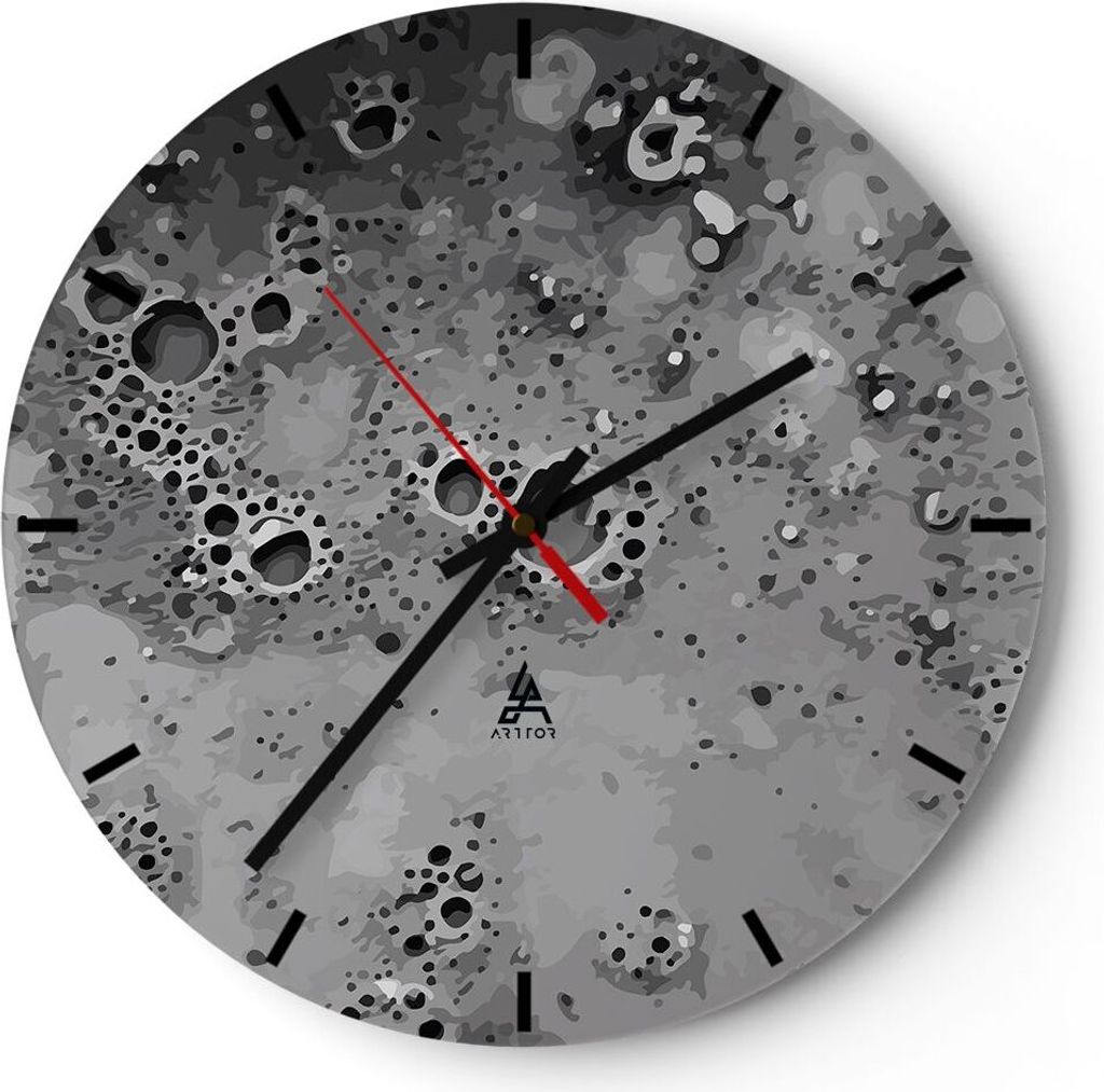 Wanduhr - Rund - Glasuhr - Abstraktion modern - 30x30cm - Schleichendes Uhrwerk - Lautlos - zum Aufhängen bereit - Dekoration Modern - Wanddekorat...