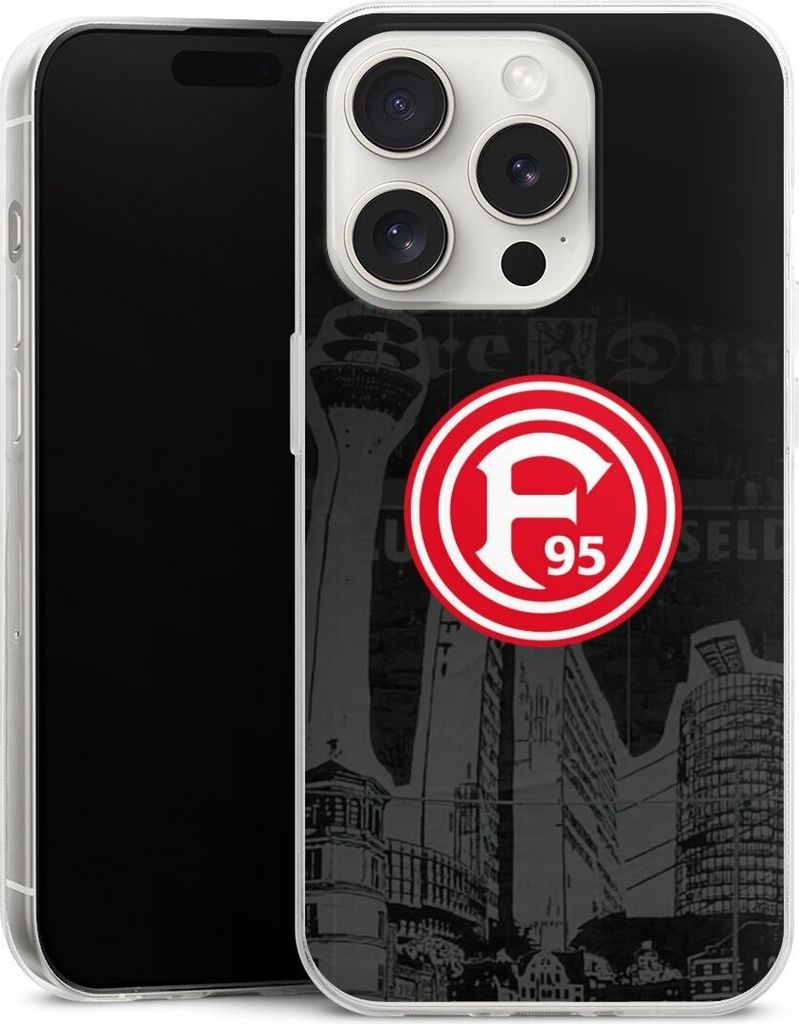 DeinDesign Slim Hülle für Apple iPhone 15 Pro Silikon Case Ultra Dünn Handyhülle Fortuna Düsseldorf Logo Offizielles Lizenzprodukt