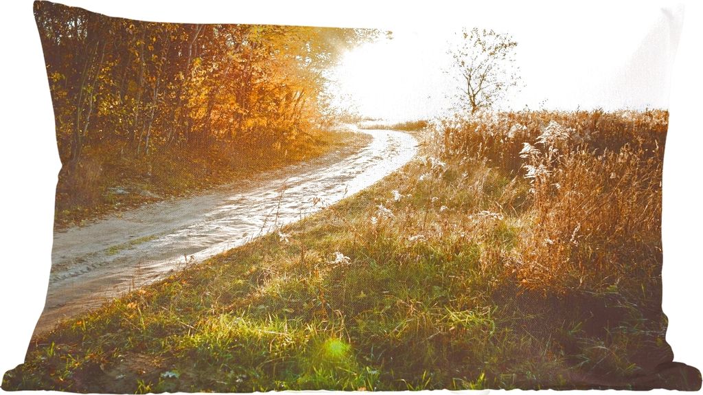 MuchoWow Zierkissen Sofakissen Wohnzimmer Dekokissen 60x40 cm Weg - Natur - Baum - Kopfkissen - Polster mit Foto