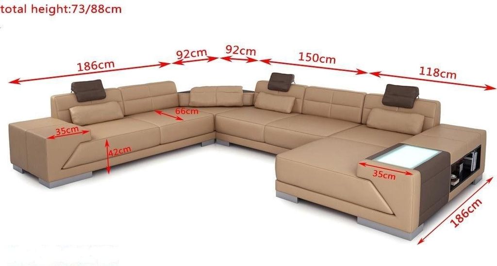 Wohnlandschaft Ecksofa U Form XXL BIG Polster Leder