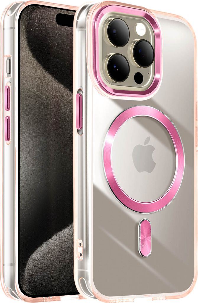 Avizar, MagSafe Hülle für Apple iPhone 15 Pro Max Cristal Color, Champagnerrosa
