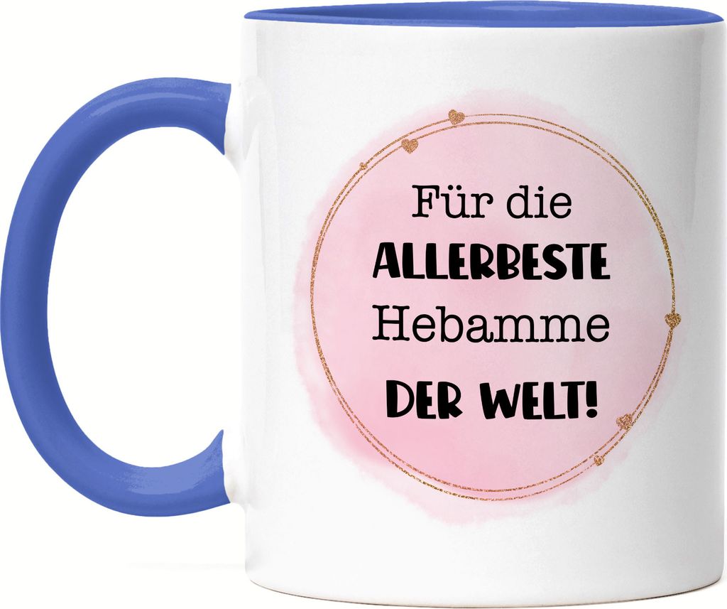 Für die allerbeste Hebamme der Welt Tasse Blau Dankeschön Geschenk Geburtstag Weihnachten