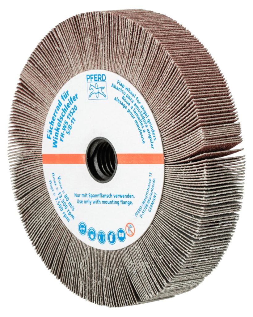 PFERD TOOLS Lamellenschleifrad für Winkelschleifer FR WS Ø 115x20mm 5/8-11 A120 universelle Anwendung 2 Stk