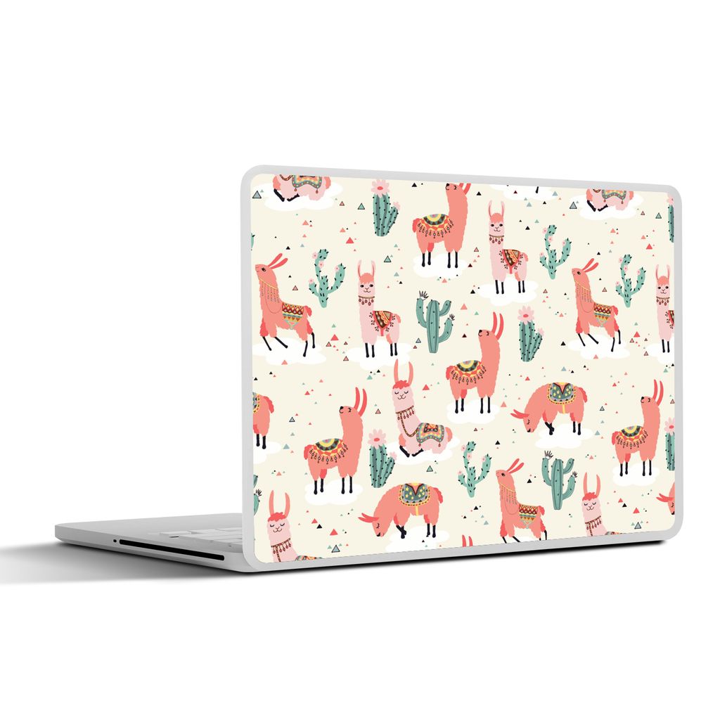 MuchoWow Laptop Aufkleber Sticker Cover Lama - Muster - Kaktus 36.5x27.5 cm - Laptop-Sticker