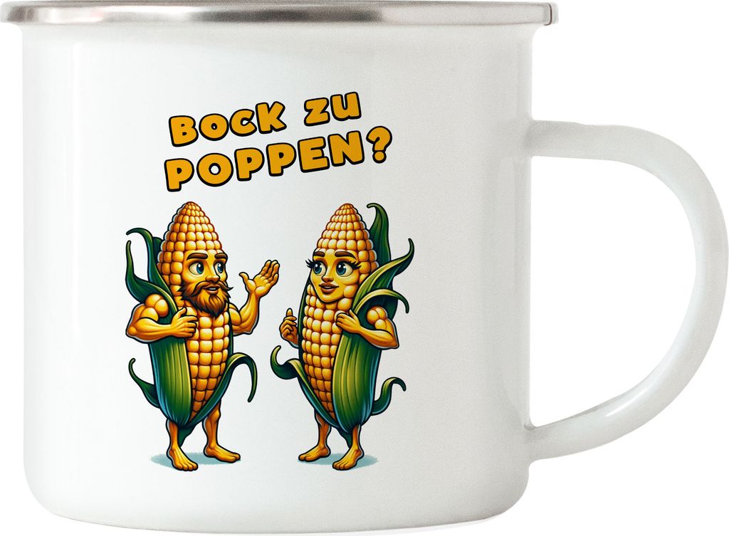 Bock zu Poppen Maiskolben Emaille Tasse Humorvoll Ehepaar Zweideutig Spaß