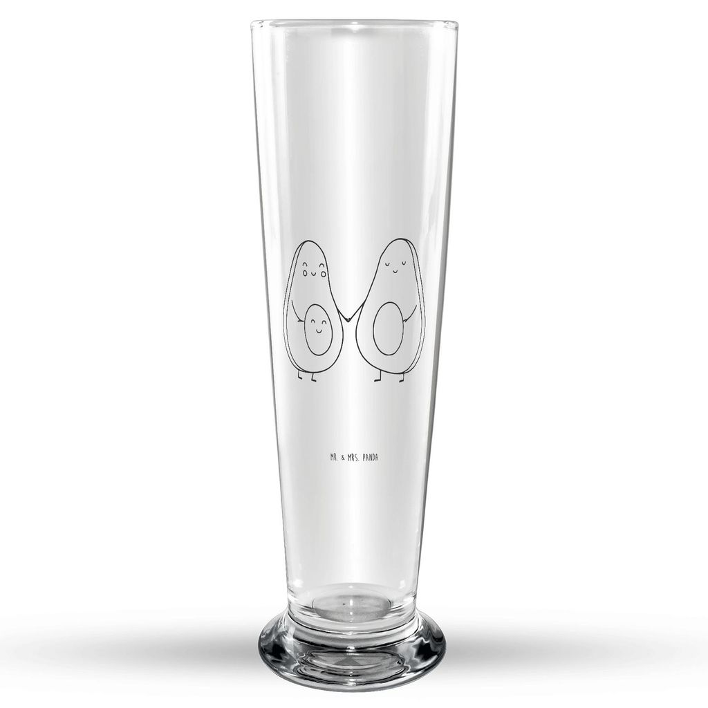 Mr. & Mrs. Panda Bier Glas Avocado Pärchen - Transparent - Geschenk, Trinkglas, Bierbecher, Glasbecher, Bierglas, Kinder, Liebe, Familie, Glasbier...