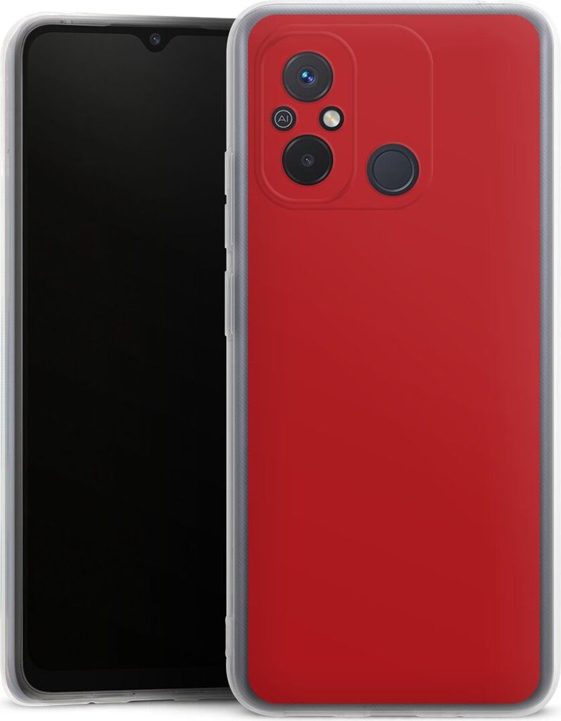 DeinDesign Handyhülle für Xiaomi Redmi 12C Silikon Hülle Case Smartphone Schutzhülle Farbe Rot einfarbig