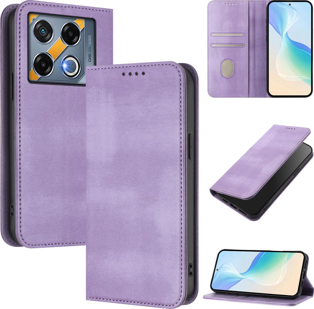 Handyhülle für Infinix GT 20 Pro 5G, Vintage Leder RFID Schutz Kartenfach Standfunktion Magnetische Klapphülle Violett