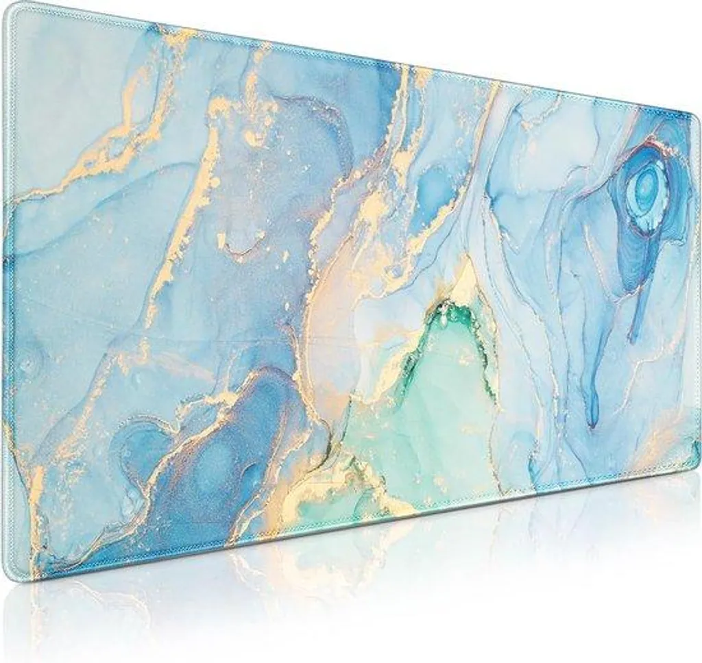 Tapis de souris XXL Gaming motif Marbre Bleu Jade haute précision 90cm