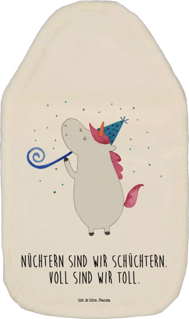 Mr. & Mrs. Panda Wärmflasche Einhorn Party - Weiß - Geschenk, Flauschige, Kuschelwärmflasche, Club, Geburtstag, Konfetti, Unicorn, Einhörner, A...