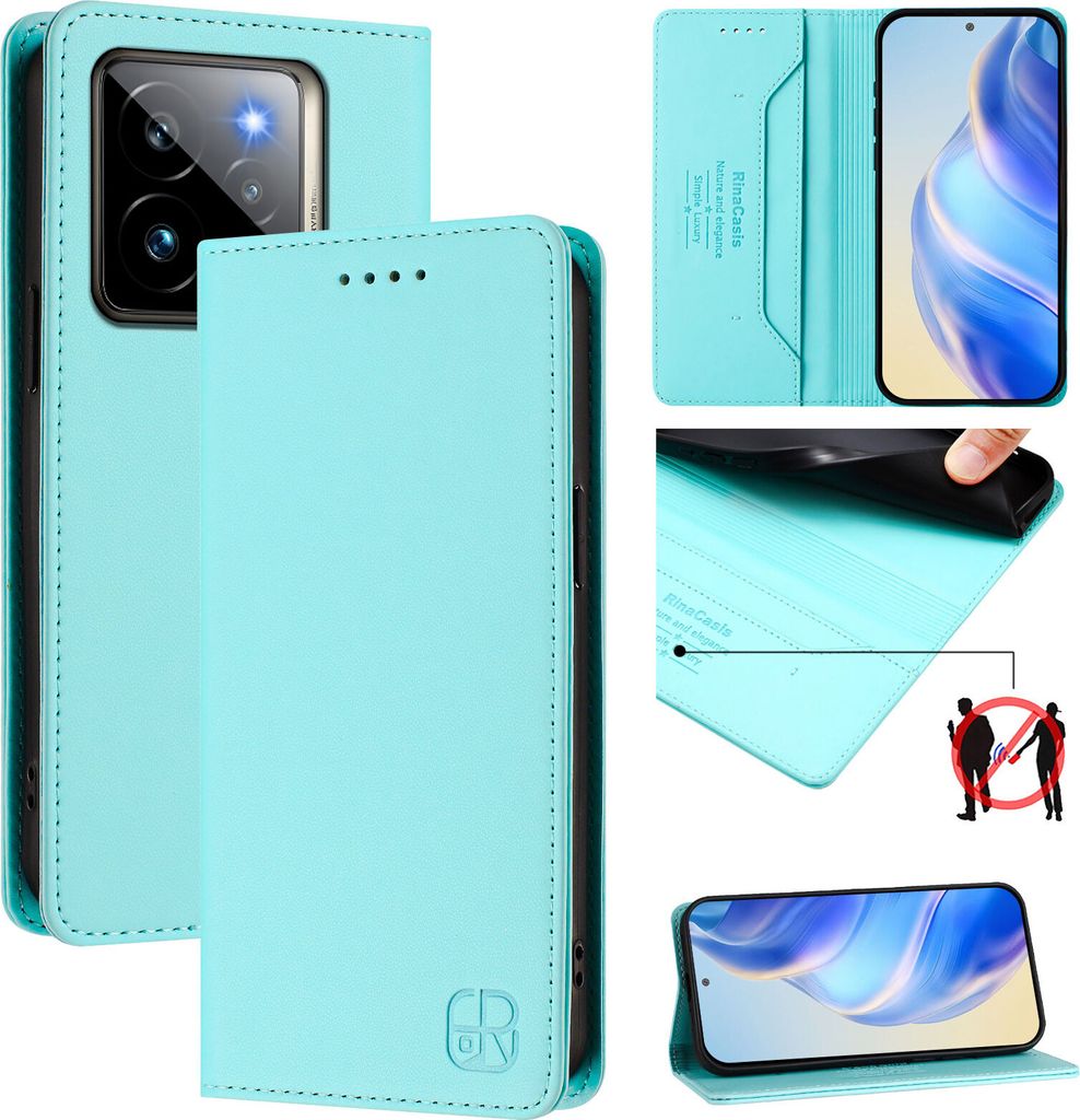 Lederhülle für Realme GT 7 Pro 5G Hülle Flip Brieftasche Kartenfächern Ständer Schutzhülle Türkis
