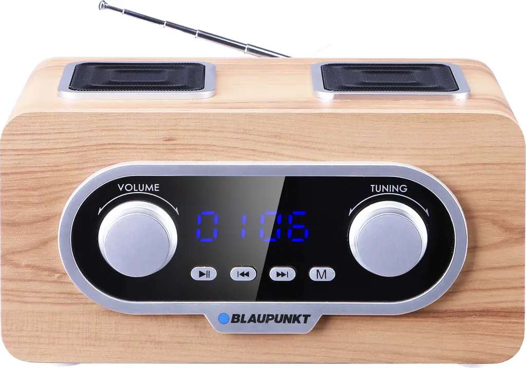 Radio de cuisine portable Blaupunkt PP5.2CR bois avec réveil et batterie