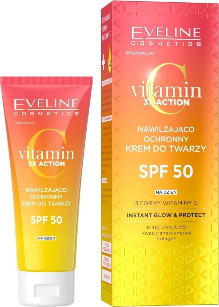 Eveline Cosmetics Vitamin C 3x Action – feuchtigkeitsspendende, beruhigende Gesichtscreme