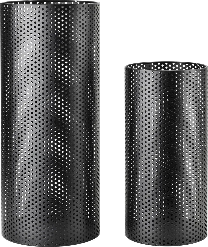 Porte-parapluies cylindriques argentés CEDRIC en métal, Ø 23,5 et 19,5