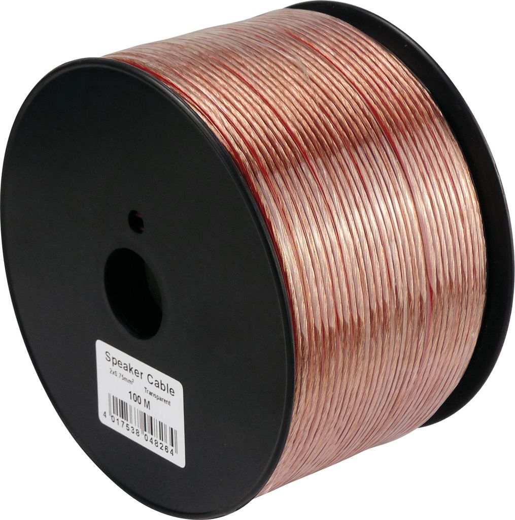 LS-Kabel 2x0,75qmm, transparent, Spule CCA 100m