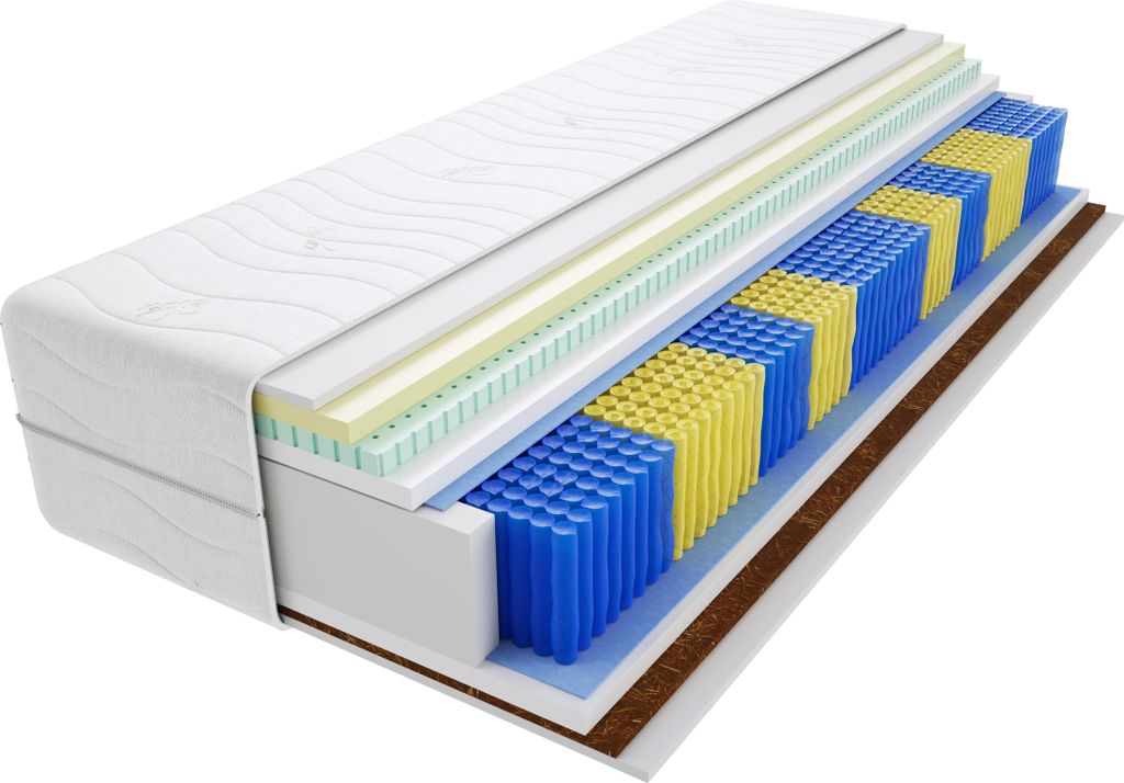 Matratze 120x190 cm Doppelmatratze, H3 & H4 Federkernmatratze, Taschenfederkernmatratze 22 cm Hoch Latex Kokosfaser Visco Memory Hypoallergene, HR-...