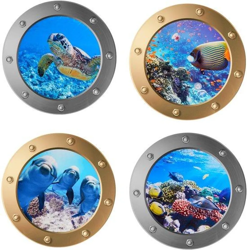 Déco murale salle de bain stickers Monde sous-marin Patriots lot de 4