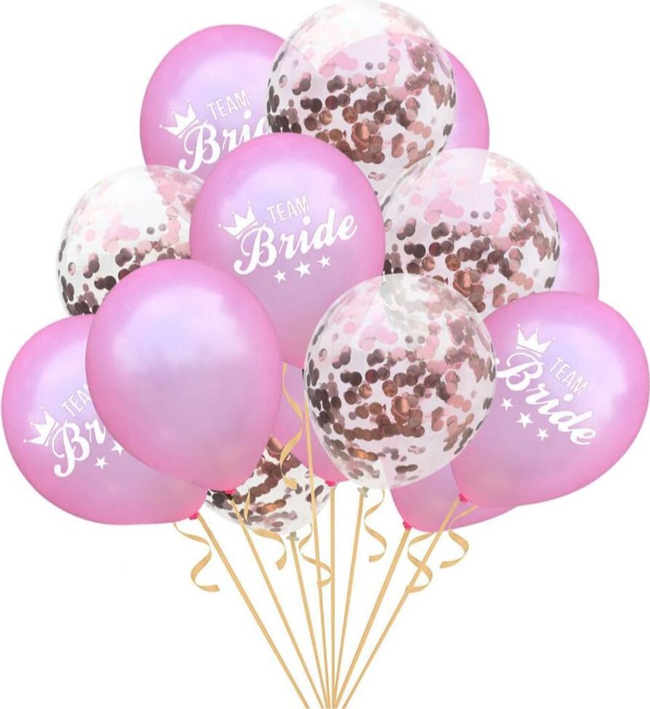 Oblique Unique Team Bride Konfetti Luftballon Set 15 Stk JGA Hochzeit rosa
