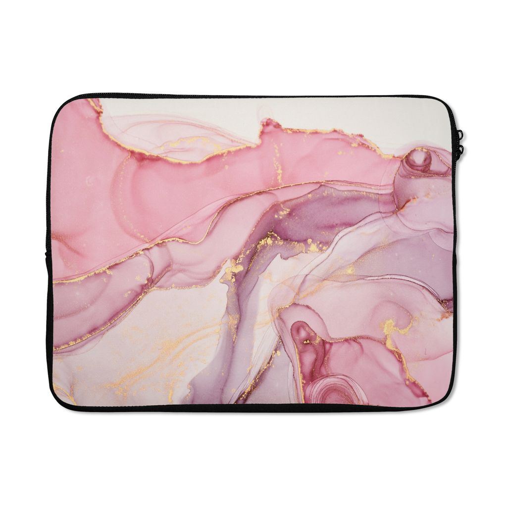 MuchoWow Laptop Hülle 15 Zoll Gold - Marmor - Rosa Laptoptasche - Laptoptasche - Sleeve - Rundum-Schutz