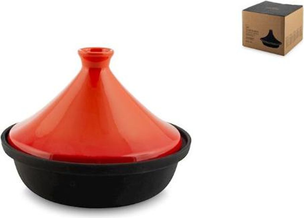 Emaillierte Gusseisen-Tajine mit Keramikdeckel – Ø 25 cm, 2 l